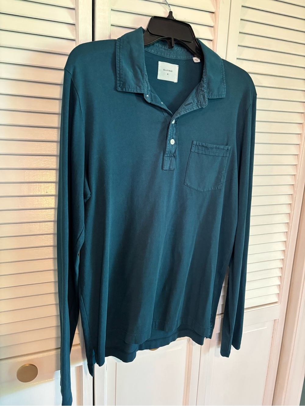 Long-Sleeve Billy Reid Polo Shirt - Teal